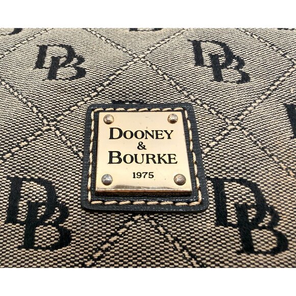 Dooney & Bourke Signature Logo Canvas Shoulder Bag Tan w/ Black Leather Trim - Picture 11 of 14